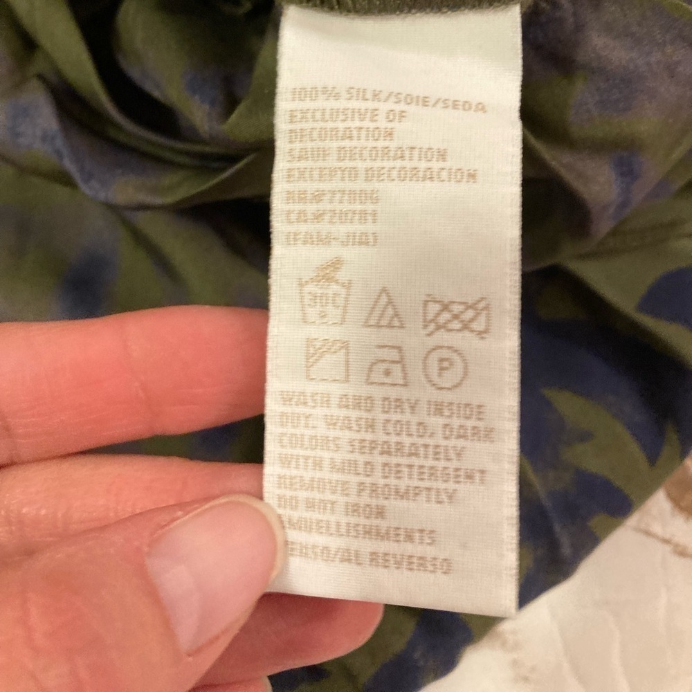 Tommy Hilfiger Olive Green and Blue 100% Silk Skirt Size 10 - Picture 10 of 10